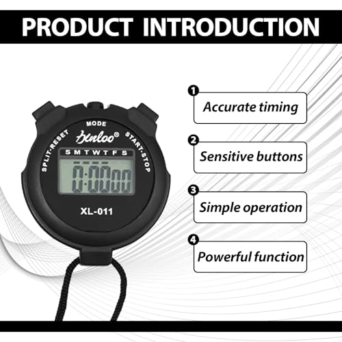 2 Pièces Chronomètres Multifonction Chronomètre de Sport Montre Minuterie de Chronomètre Portable, Appliqué au Courir Football Basket Natation et Les Autres Sports, Noir – Image 5