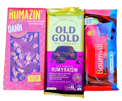 Jamaica Rum and Raisin Chocolate Selection | Gift Box | Mini Hamper | Jamaican | Retro 70s 80s Chocolate Bars | By Intergalactic Sweets