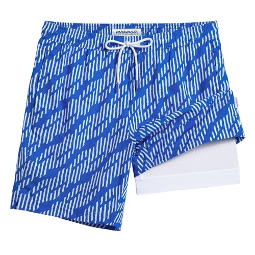 Image of maamgic Mens Swim Trunks with Compression Liner 7 Inch Inseam Mens Bathing Suit Quick Dry Swimming Trunks Swimsuit
