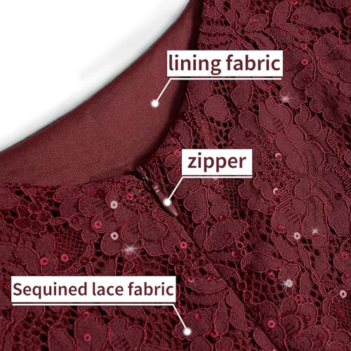 Image of COOAN Wedding Guest Cocktail & Formal Dresses for Women - Lace Sequin Dress