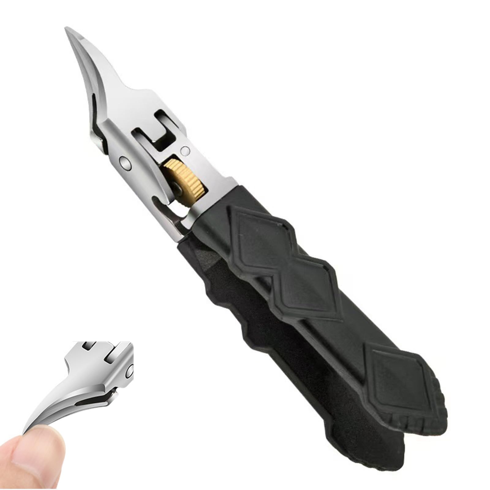 Black Anti-Slip Grip Gear Lock Nail Clipper Set with Ultra-Sharp Tips for Precise Access to Nail Grooves Toenail