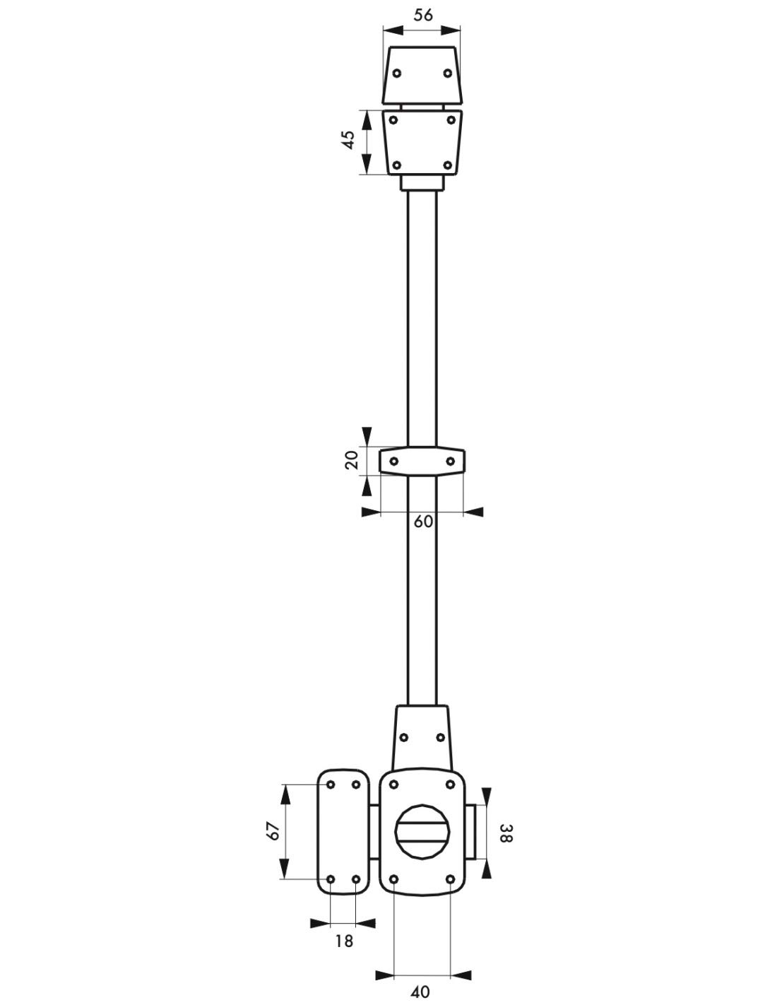 THIRARD - Verrou à bouton Mirage 6 pour porte d'entrée, cylindre 45mm, tringle 2 pts en acier, haut, gauche, 3 clés, bronze