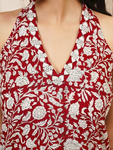 Image of GOODHAND Women Printed Cotton Kurti | Casual Long Kurta | Comfortable Ethnic Wear with Relaxed Fit