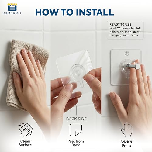 Image of Frame Hooks for Wall Without Drilling |Heavy Duty for Wall Heavy Items |Nail Free Sticky Hook for Hanging Frames, Clocks, Keys |Reusable for Bathroom, Kitchen, and Home Decor (Transparent PO20)