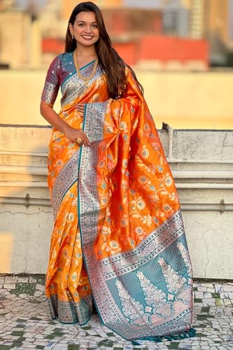 Image of SGF11- Women's Kanjivaram Woven Soft Silk Saree With Blouse Piece