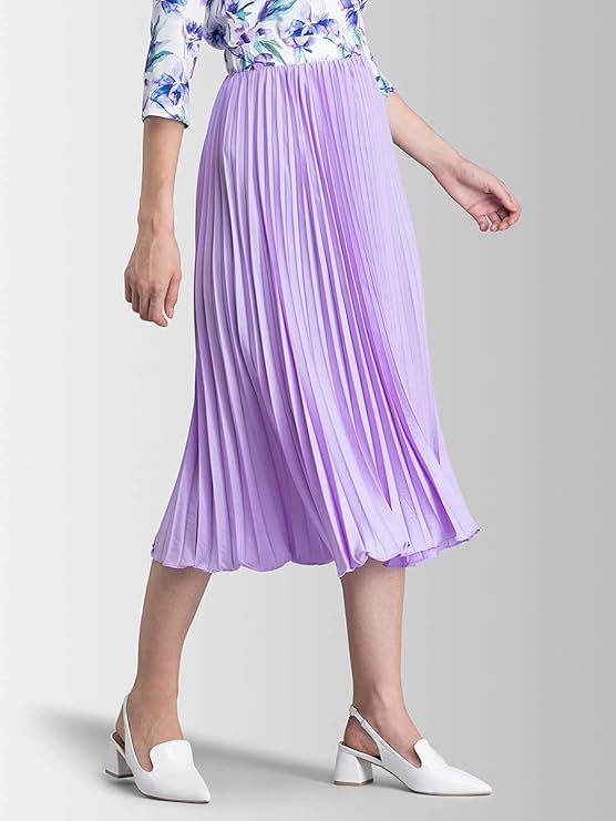 Image of FableStreet Women Skirt Casual & Festive | Elegant Flared Fit High Rise Knife Pleats All-Over Floral Print | Wrinkle-Resistant Woven Fabric for Summer & Outings