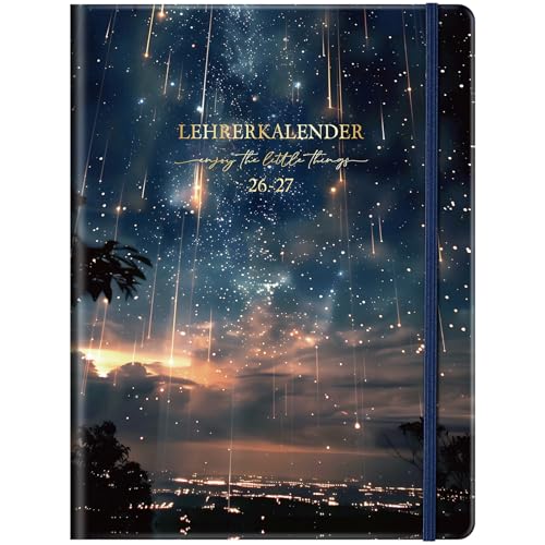 Lehrerkalender 2026 2027 A4+ Hardcover Lehrerplaner Grundschule 2026 2027 mit Notenlisten Stundenplänen & 4 Lesebändchen Schulplaner für alle Schulstufen