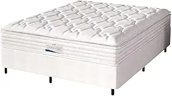 Cama Box Casal King Colchão Molas Ensacadas Granville Com Pillow Probel 193x203x66cm Branco