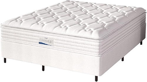 Cama Box Casal King Colchão Molas Ensacadas Granville Com Pillow Probel 193x203x66cm Branco