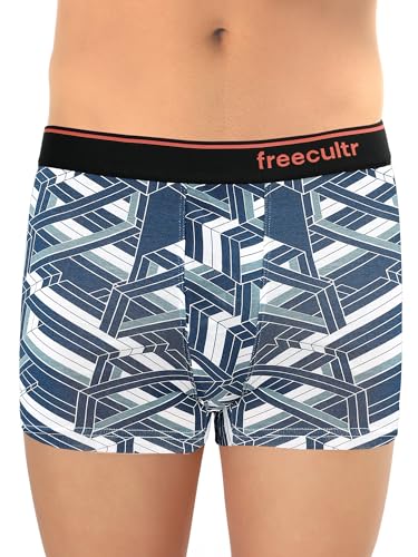 Image of Freecultr Men's Tipline Cotton Trunk Stretch Printed Trunks with Stylish Waistband | Breathable Innerwear for All-Day Comfort