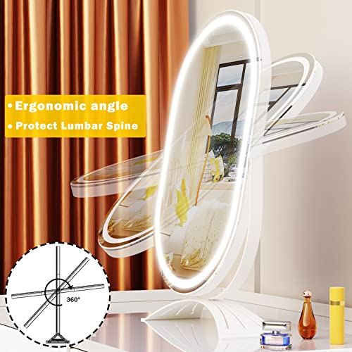 Gvnkvn Vanity Mirror With Lights, 12"X20" Lighted Makeup Mirror Oval Mirror,Led Makeup Mirror With 3 Color Modes Table Mirror,Light Up Mirror With Touch Control,360 Adjustable #TOP5