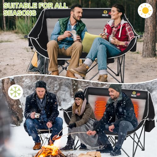 Silla de Camping Doble Calefactable Nice C NC-POWERBANK Negro y Gris miniatura 6