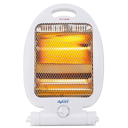AVANT AV7553 - Estufa Eléctrica De Cuarzo Mini con 2 Tubos. 800w con 2 Niveles De Potencia: 400w - 800w. Interruptor Antivuelco, Protección Térmica. Color Blanco