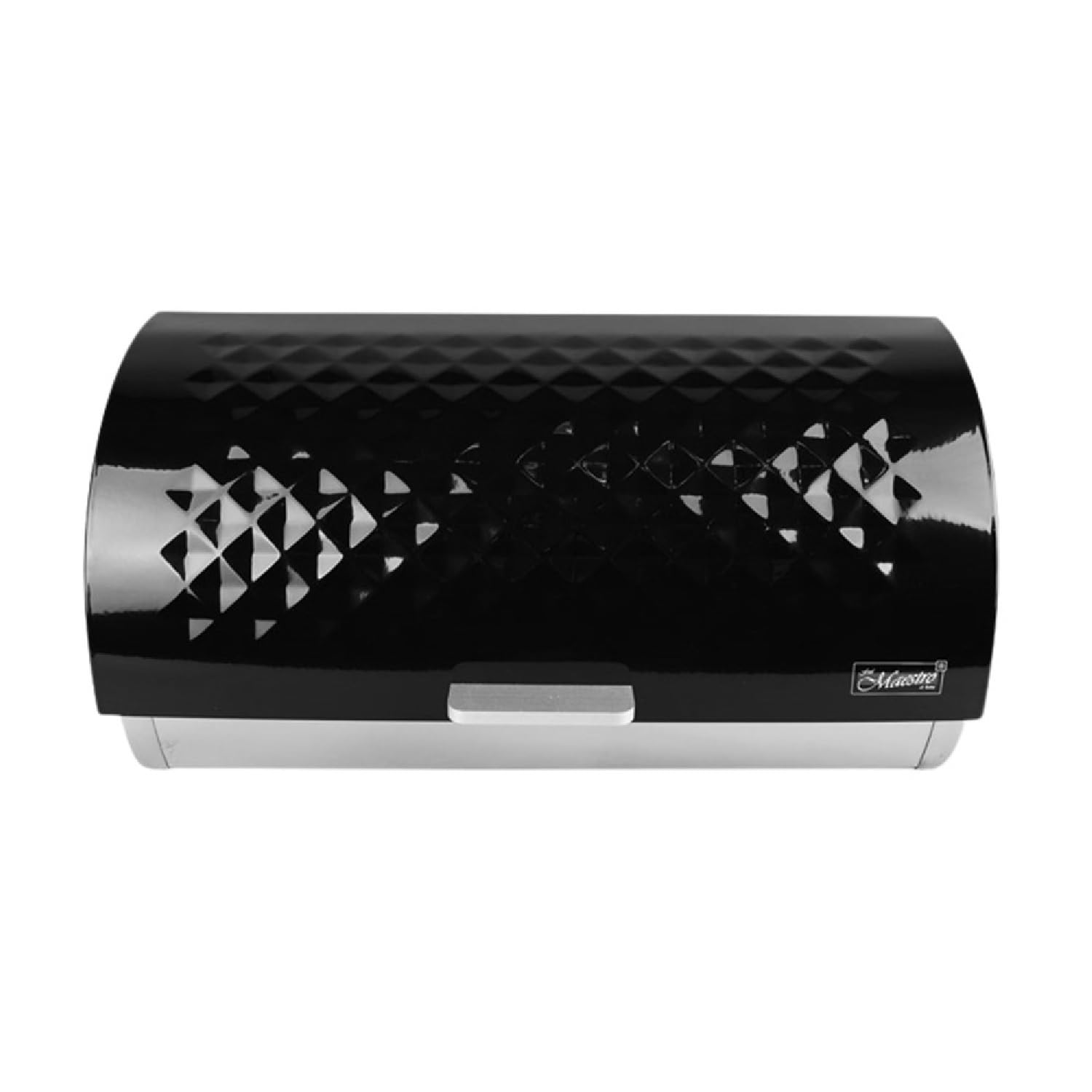 MAESTRO MR-1676 Bread Container Bread Box Sliding Lid Bread Storage Container Elegant Design Stainless Steel (Black)