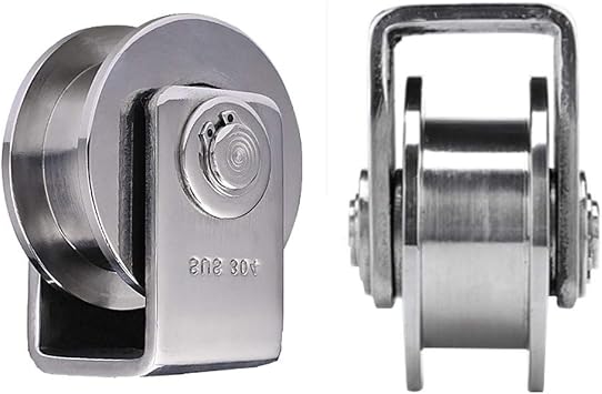 Caster Wheels,Wheels 2pcs H-Groove Caster Wheel,Heavy Duty Track Pulley,304 Stainless Steel Translation Directional Roller,for Square Tube,Wire Rope Rail, Sliding Door,Industry Mechanical Cart 32mm