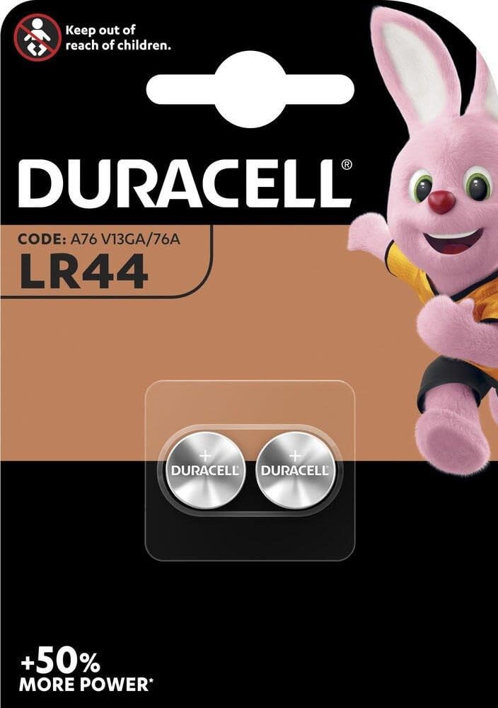 DURACELL LR44 - LOT DE 2 PILES BOUTON ALCALINES 1.5 V. SPECIALISTE ELECTRONIQUE. 76 A/​A76/​V13GA CONEUES POUR L UTILISATION DANS DES JOUETS. CALCULATRICES ET APPAREILS DE MESURE.