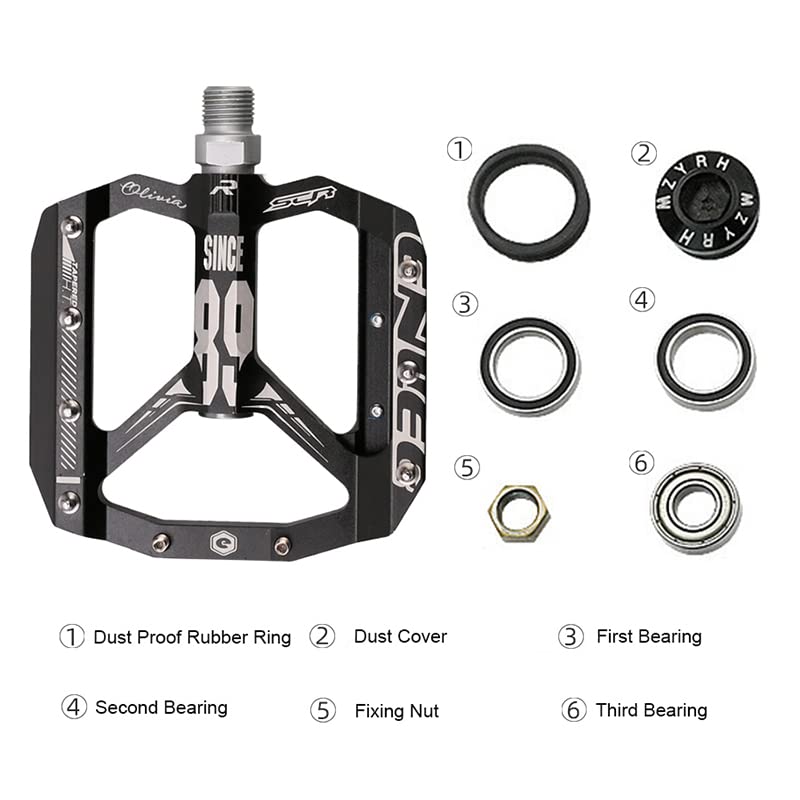 Fahrradpedale 3 Lager MTB Fahrrad Pedal 9/16 "Spindel DREI PCs Ultra -versiegeltes Material +Du Aluminium stark
