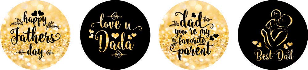 Darling Souvenir Pack of 190 Pcs Chocolate Father's Day Theme Stickers Party Favor-Black & Glitter Gold-image-4