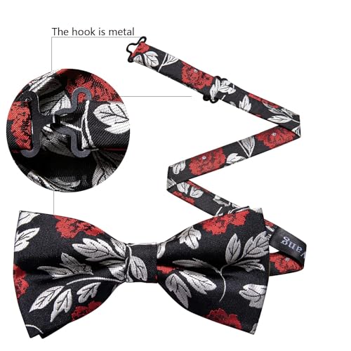 Image of YOHOWA Paisley Striped Men Bow Tie Pre-Tied Formal Adjustable Colorful Bowties Handkerchief Cufflinks Set Wedding Party