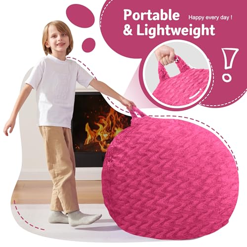 Image of 2FT Bean Bag Chair,Giant Bean Bag Chairs for Adults,Big Bean Bags with Memory Foam Filled, Large Beanbag Chairs with Chevron Plush Cover-Pink