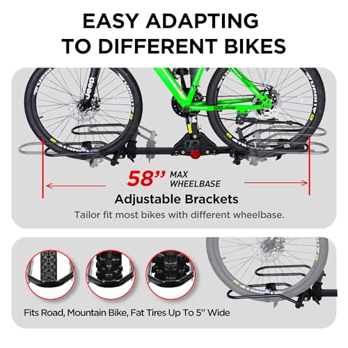 Image of Young Bike Rack for Car, 200 lbs Capacity Hitch Mount 2-Bike Rack with Lock, Heavy Duty Carrier for Fat Tire Bikes Fits SUV Truck RV Van Trailer