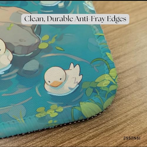 Image of Mouse Pad for Laptop & Desktop | 9x7 Inch Anti-Fray Stitched Edges | Non-Slip Rubber Base | Desk Setup Accessory for Students, Gamers & Professionals (Cute Pond)