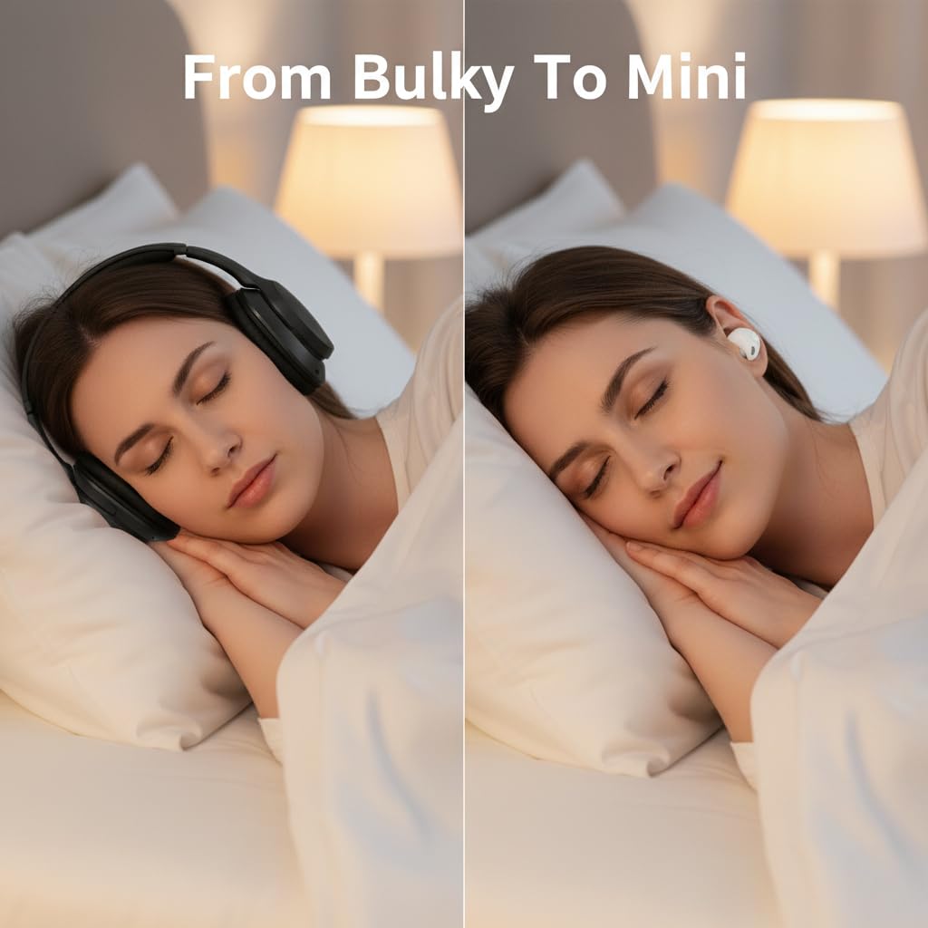 Auriculares de dormir premium invisibles Mini Bluetooth In Ear Mind Buds con elegante estuche de carga, diseño ultra ligero y cómodo para dormir de lado, funcionamiento silencioso para lujo