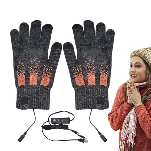 Guantes Térmicos,Guantes Térmicos para Hombres - Guantes de ciclismo cálidos de invierno USB,Guantes de snowboard con calefacción de 3 niveles de temperatura, guantes de nieve con pantalla táctil extr