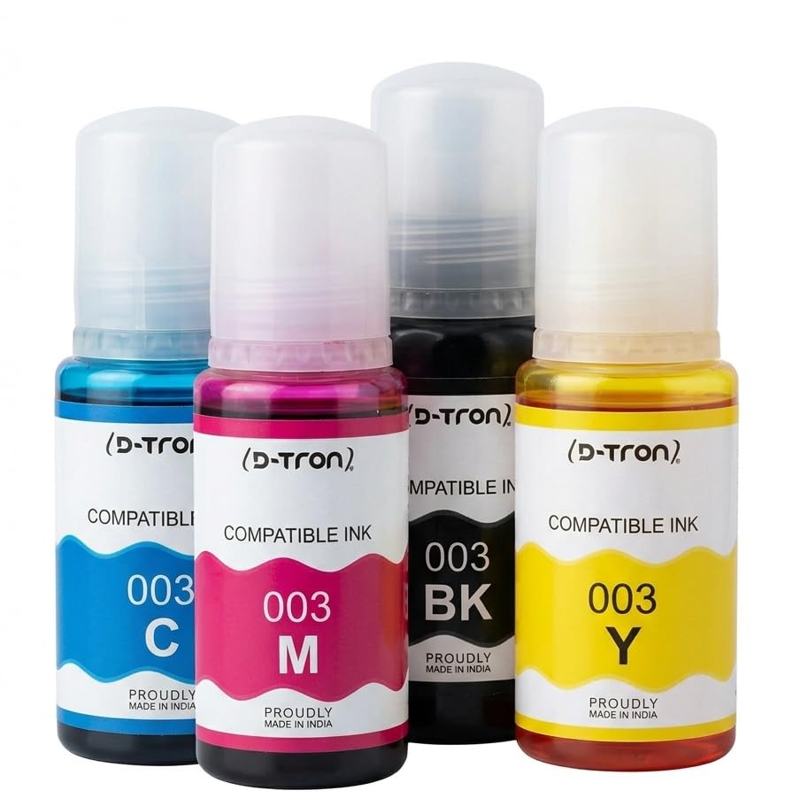D-tron 4x70/90mls 003 Compatible Refill Ink | Made in India | for Epson L3150 L3110 L3100 L3151 L3152 L1110 L3115 L3116 L3156 L4150 L6170 L4160 L5190 L6190 L6178 Printers (CMYK) Pack of 4-picture-10
