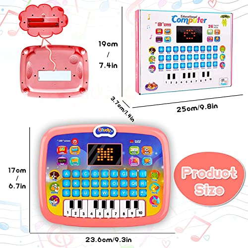 Image of AEXONIZ TOYS Educational Learning Kids Laptop Computer Notebook with led Screen Music Fun Toy Activities for Kids 3-10 Year Old (Sound,Albhabet,Words,a b c 1 2 3)(20-20) (with Battery)