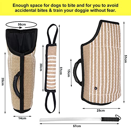 Professional Dog Bite Training Set 3 In 1 Dog Bite Sleeve Arm + Whip Agitation Stick For Dogs Training Protection For Biting + Dog Bite Pillow Tug Toy, Interactive K9 Pitbull German Shepherd Puppy #TOP2