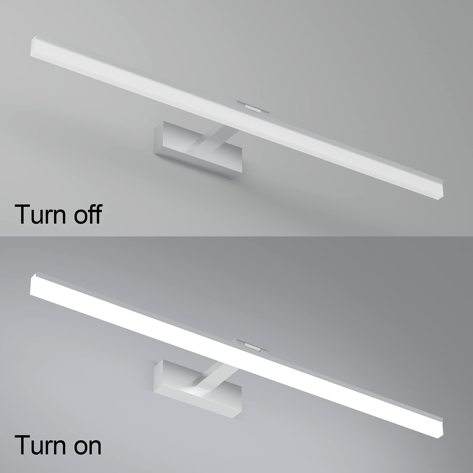 Klighten Lampada Specchio Bagno 24W 80CM Impermeabile IP44, LED Bianco Freddo 6000K 1170LM Luce 180°Regolabile, Non Dimmerabile
