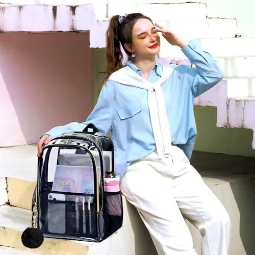 Image of AGSDON Clear Backpack, Heavy Duty Transparent Bookbag, See Through PVC Backpacks for Women Men