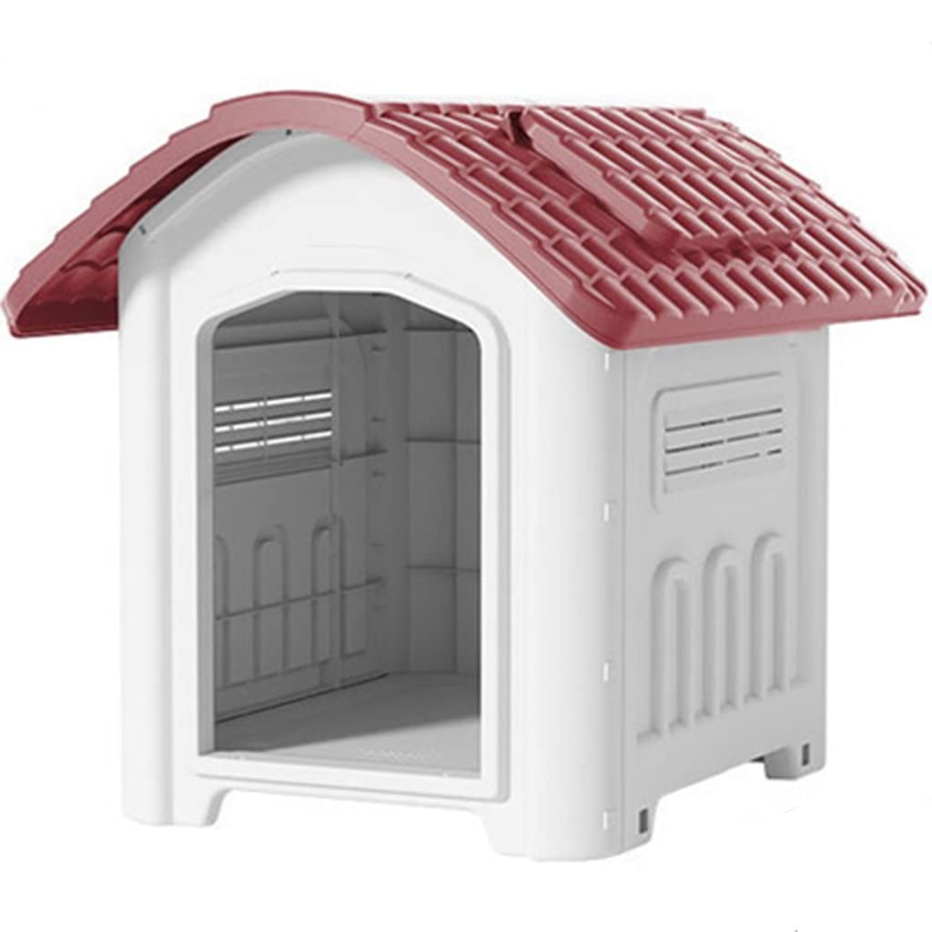 Casetas para Perros Exterior Casa de Perro pequeña y Grande Transpirable, Caseta Impermeable para el jardín de la Villa, Tela Impermeable + Doble Puerta Abierta (Color : Red, S : 73 * 61 * 63cm)