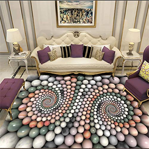 Xfxdbt 3D Vortex Area Rug,Pebble Stone Print Carpet Non Slip Doormats Soft Velvet Floor Mat 3D Visual Illusion Rugs For Living Room Bedroom Nursery Carpet-A 200X250Cm/79X98Inch #TOP1