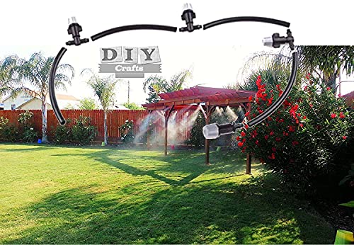 DIY Crafts Water Misting Cooling System Kit Summer Sprinkler Nozzle Outdoor Garden Greenhouse Park Plant Spray Hose Watering Sprayer (6 Pcs Misting Kit, Included Pipe + Faucet Connector + Accessory)