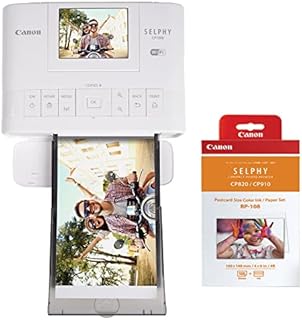 Canon SELPHY CP1300 Wireless Compact Photo Printer + RP-108 High-Capacity Color Ink/Paper Set Bundle, White