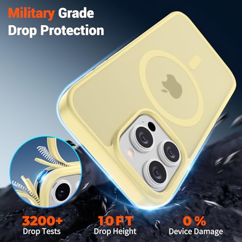 Image of SUPFINE Magnetic for iPhone 15 Pro Max Case (Compatible with MagSafe) (Military Grade Drop Protection) Slim Translucent Matte Shockproof with Anti-Fingerprint Phone Case,Buttercream Yellow