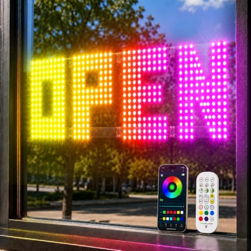 Image of 43 inch x 14 inch Open Sign for Business, Large RGB LED Open Sign with App & Remote Control, 64 Lighting Modes, Adjustable Color Brightness and Speed, 24 /7 Timer, Indoor Storefront Window Sign for Bar Salon Cafe Retail Shops