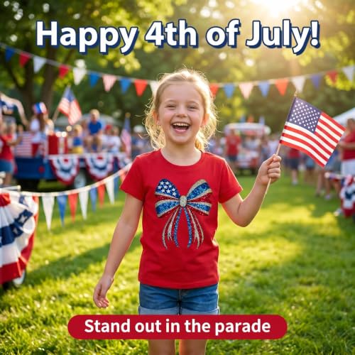 Image of 4th of July Shirts for Girls Patriotic American Flag Kids Clothing