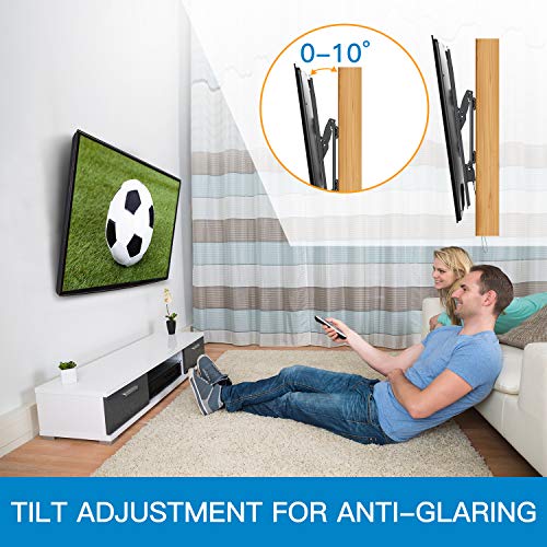 PERLESMITH PSLTK2 Tilting TV Wall Mount Bracket Fits for 16",18",24" Studs, Low Profile Tilt TV Mount for Most 37-70 Inch LED, LCD, OLED, Plasma Flat Screen TVs with VESA up to 600x400mm 132lbs