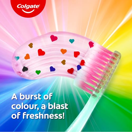 Image of Colgate MaxFresh Rainbow Fresh Gel Toothpaste, with Heart Shaped Cooling Crystals, Triple Mint Flavour, and Ultrafreeze Technology for Intense Freshness, 100g