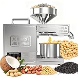 AUTUMFLATGAO Frantoio Olive Automatica, Macchina per La Spremitura a Caldo E a Freddo Commerciale, Schiaccia Olive Elettrico per Olive, Arachidi, Sesamo, Cocco, Semi di Girasole, Soia, Noci
