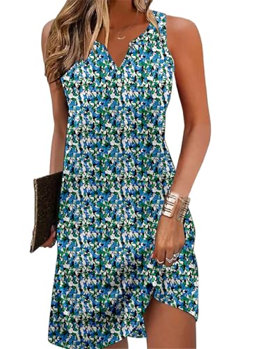 Image of Ladlop Summer Dresses for Women 2026 Beach Loose Casual A Line Dress Sleeveless V-Neck Sundress with Pockets