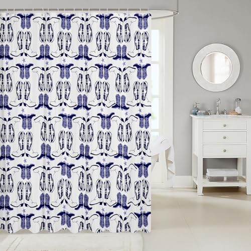 Rideau de douche imperméable patchwork bottes de cow-boy