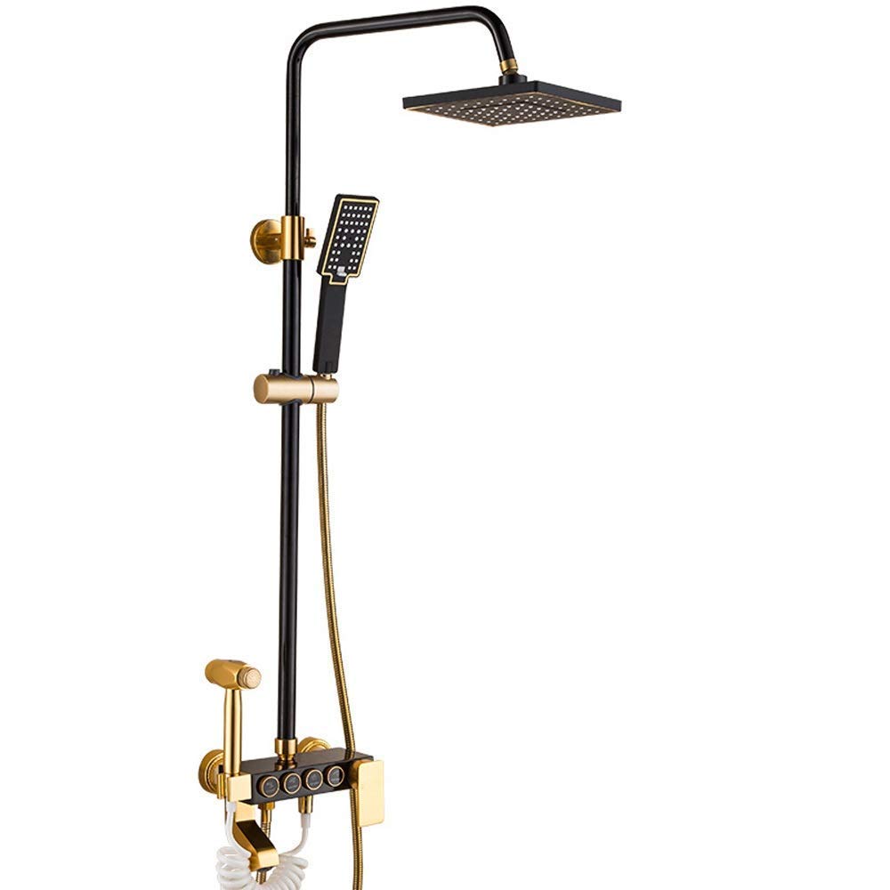 OZBMA shower set faucet space aluminum black four-speed bathroom pressurized head water supply
