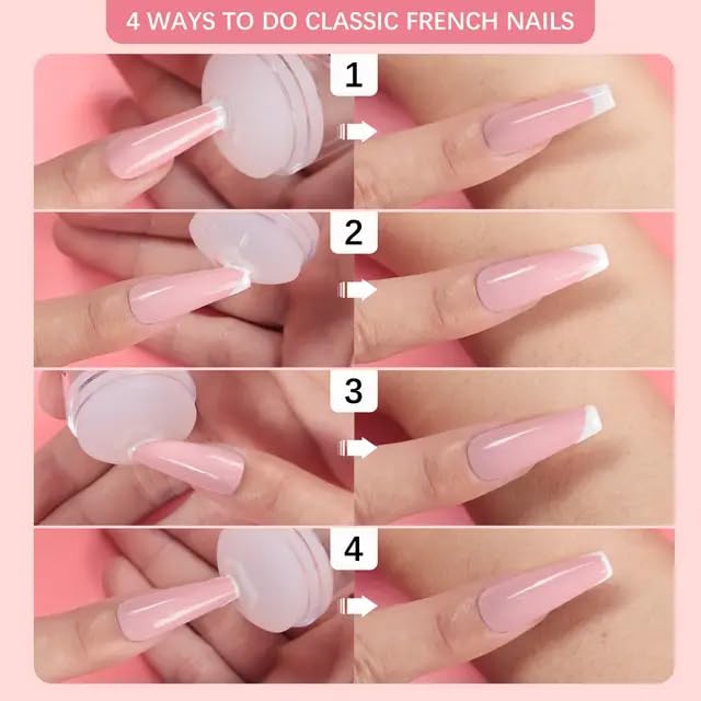 French Tip Nail Stamp - BTArtbox Nail Art Stamper with Silicone French Nail Stampers, Nail Scrapers and Replaceable Stamper Heads, 100-Time Using Soft Nail Stamper Kit DIY Nail... - Image 6