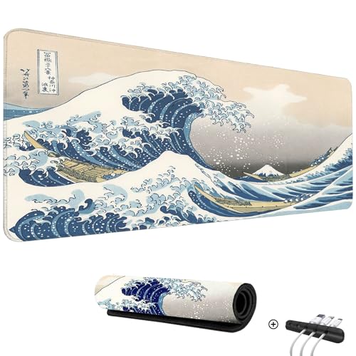 ADM PASS GROUP Alfombrilla para Ratón Mousepad XXL 800x300x2mm Worldmap Alfombra Gaming Base de Goma Antideslizante PC Tapete con Microfibras, Mapamundi, Accesorios de Oficina. (Kanawaga 80x30cm)