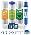 Mysora F5 NSF Certified 6-months Reverse Osmosis Water Filter Replacement Set Compatible with iSpring RCC7AK, 5-Count for Standard 5-Stage Reverse Osmosis (RO) Systems with 100 GPD RO Membrane