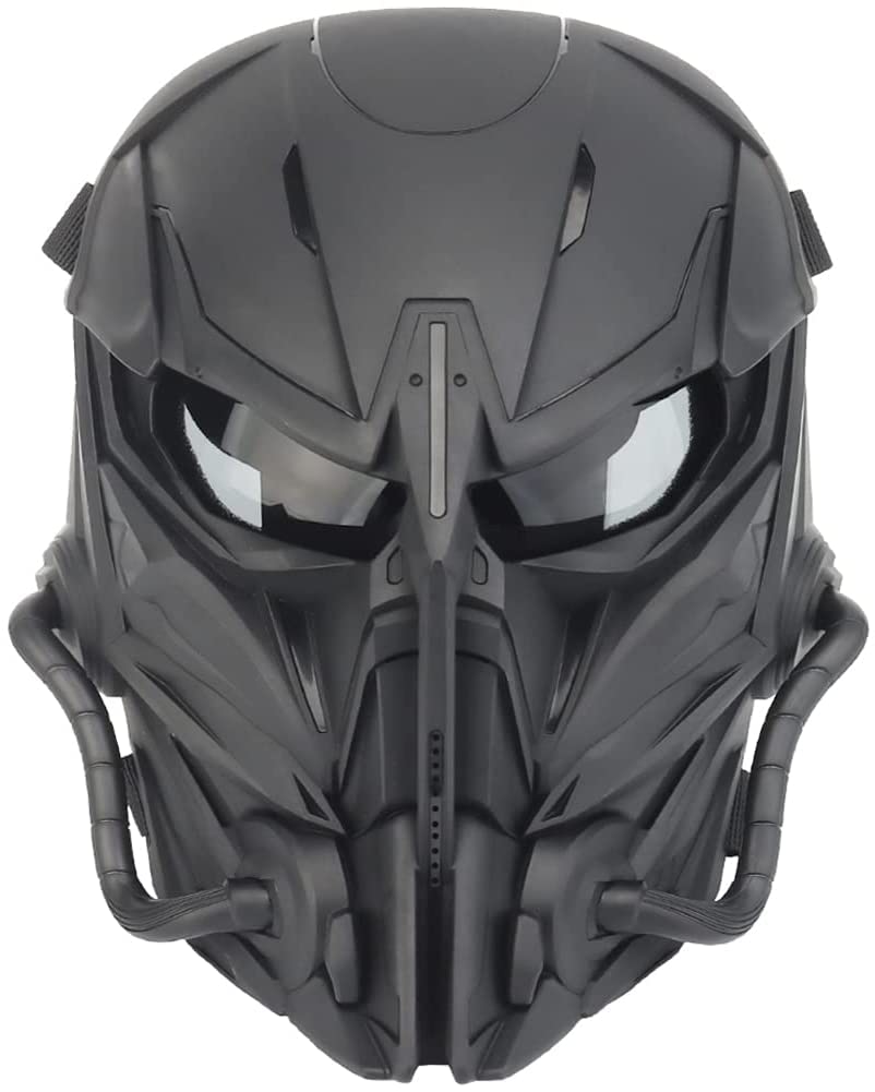 Masque Tactique Airsoft Mask Skull Full Face, avec lentille PC Anti-Impact Dual Mode Wearing Design Bandoulière Réglable